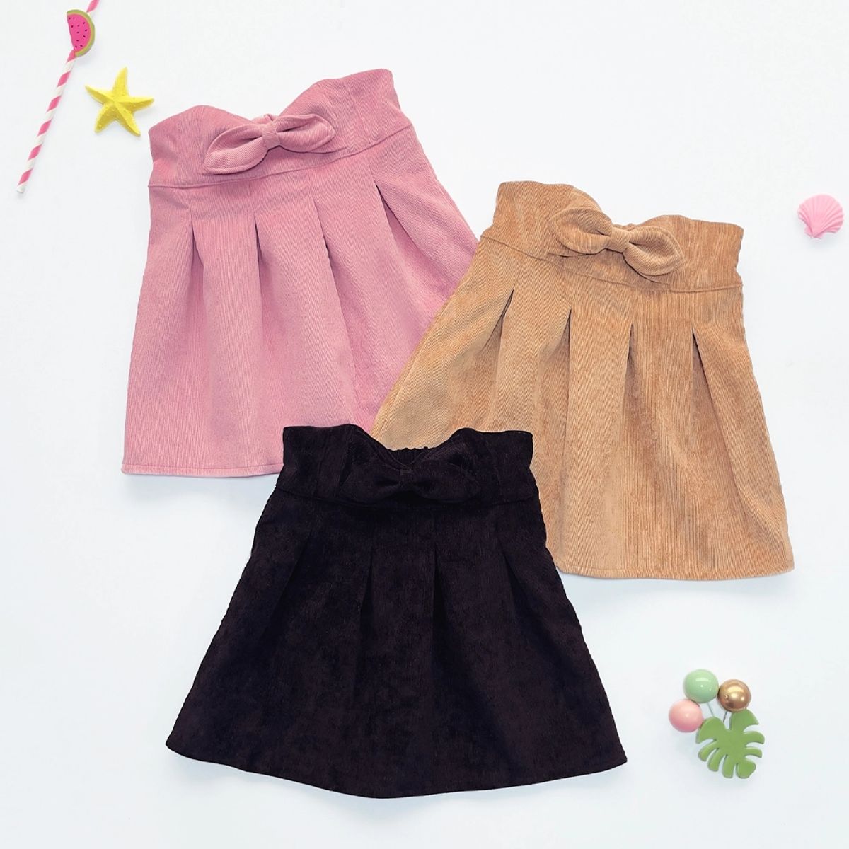 KIDS MASHMELO - Falda de Corduroy con Lazo para Niña - Kids Mahmelo