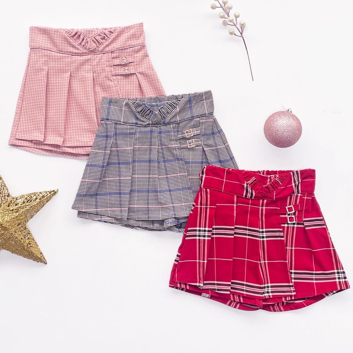 KIDS MASHMELO - Falda Short a Cuadros para Niña - Kids Mashmelo