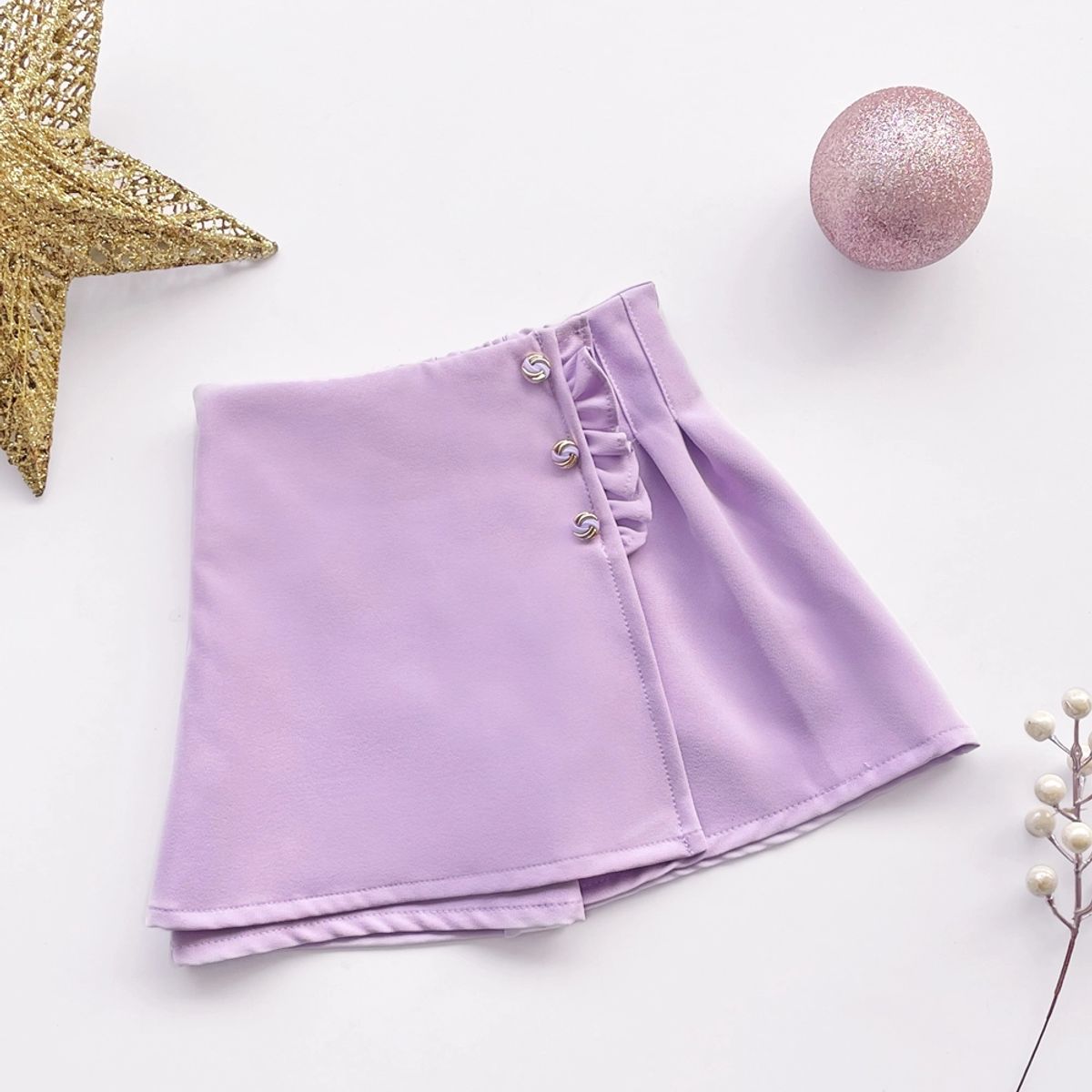 KIDS MASHMELO - Falda de Color Entero con Solapa y Venas para Niña - Kids Mashmelo