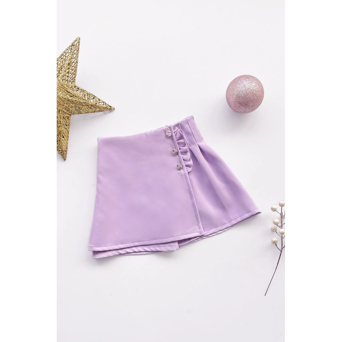 KIDS MASHMELO - Falda de Color Entero con Solapa y Venas para Niña - Kids Mashmelo