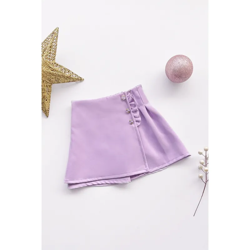 KIDS MASHMELO - Falda de Color Entero con Solapa y Venas para Niña - Kids Mashmelo