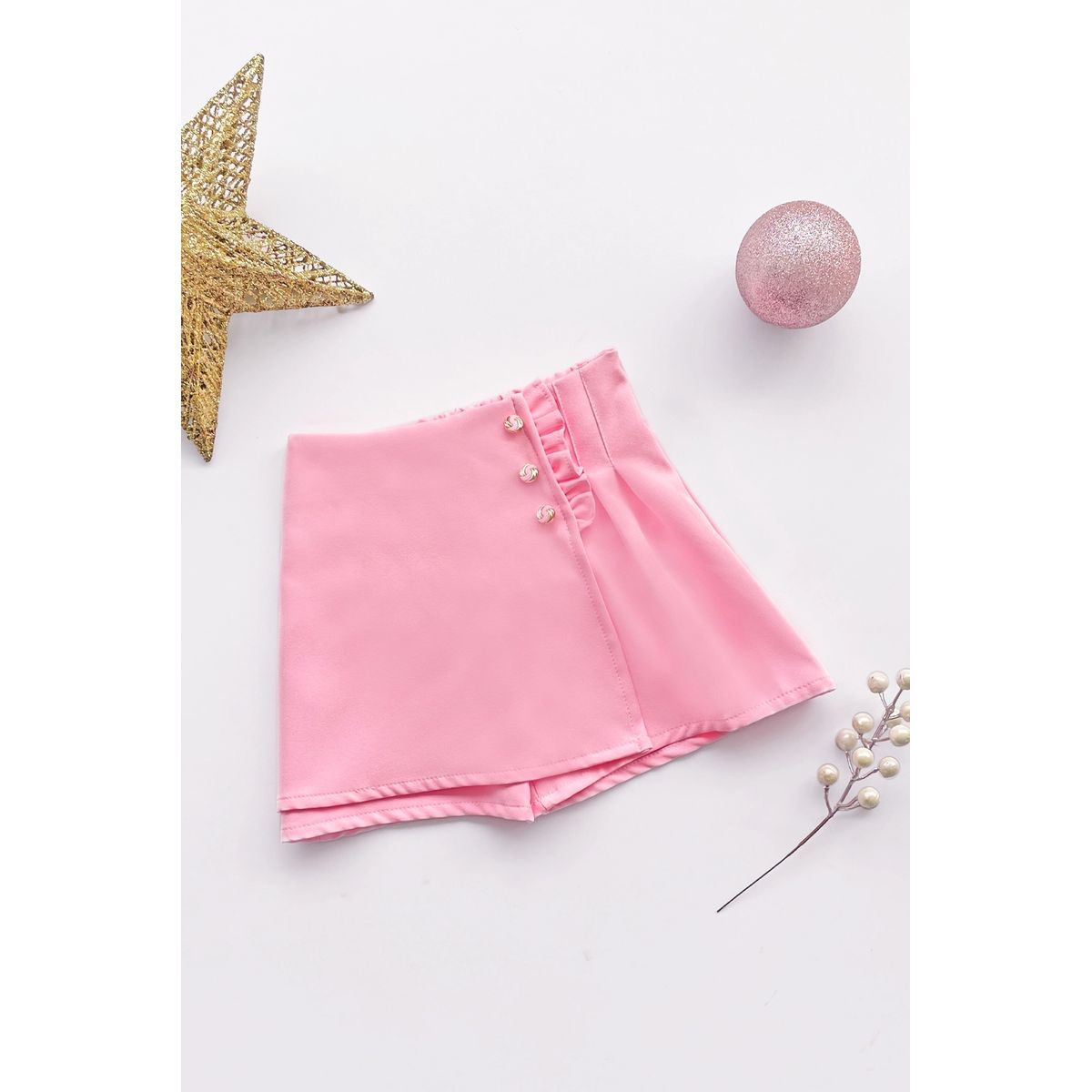 KIDS MASHMELO - Falda de Color Entero con Solapa y Venas para Niña - Kids Mashmelo