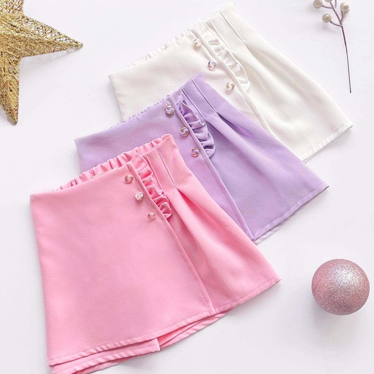 KIDS MASHMELO - Falda de Color Entero con Solapa y Venas para Niña - Kids Mashmelo