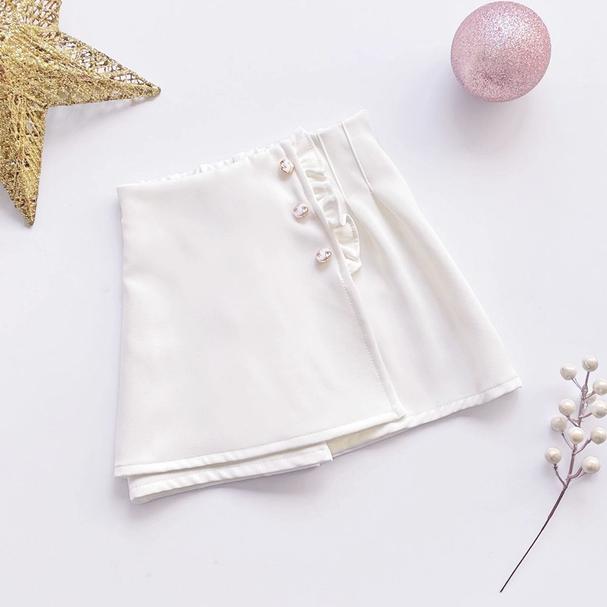 KIDS MASHMELO - Falda de Color Entero con Solapa y Venas para Niña - Kids Mashmelo