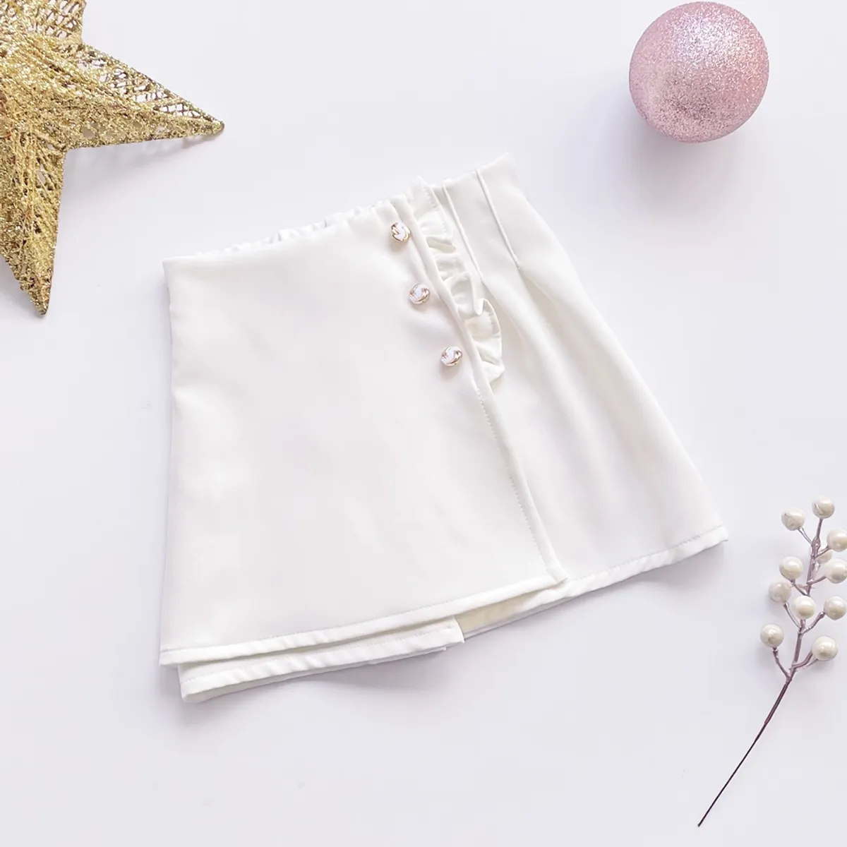 KIDS MASHMELO - Falda de Color Entero con Solapa y Venas para Niña - Kids Mashmelo