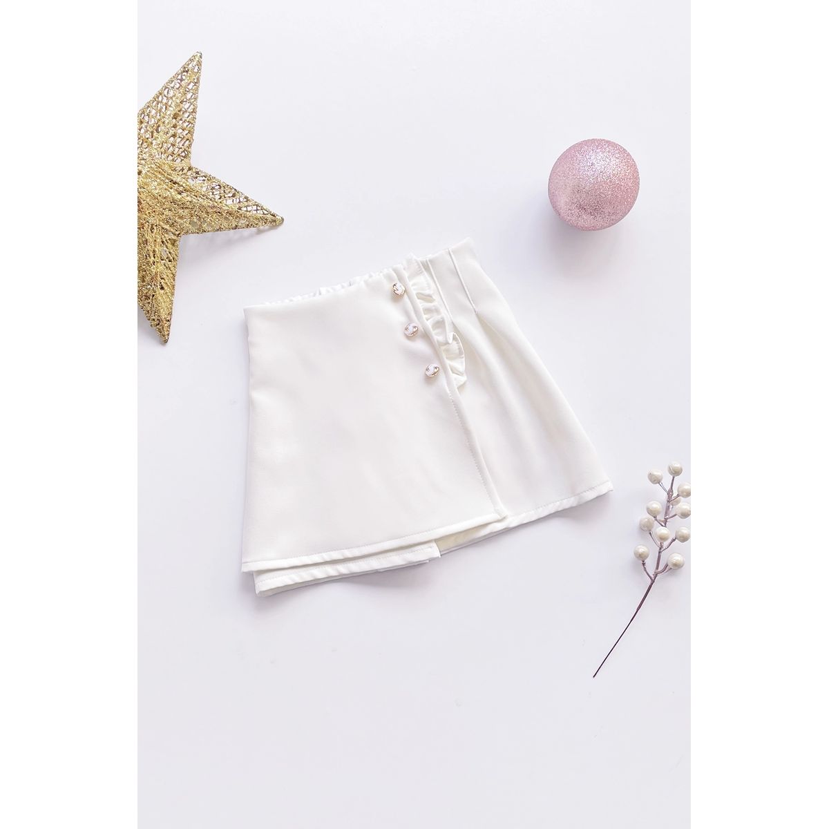 KIDS MASHMELO - Falda de Color Entero con Solapa y Venas para Niña - Kids Mashmelo