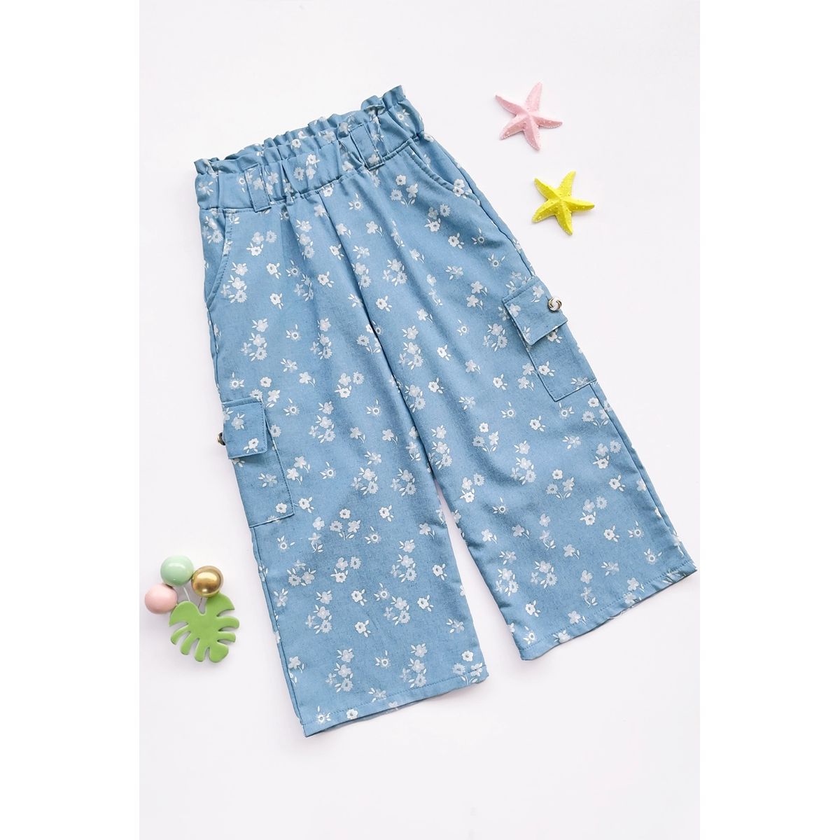 KIDS MASHMELO - Pantalon Chambray Cargo para Niña - Kids Mahmelo