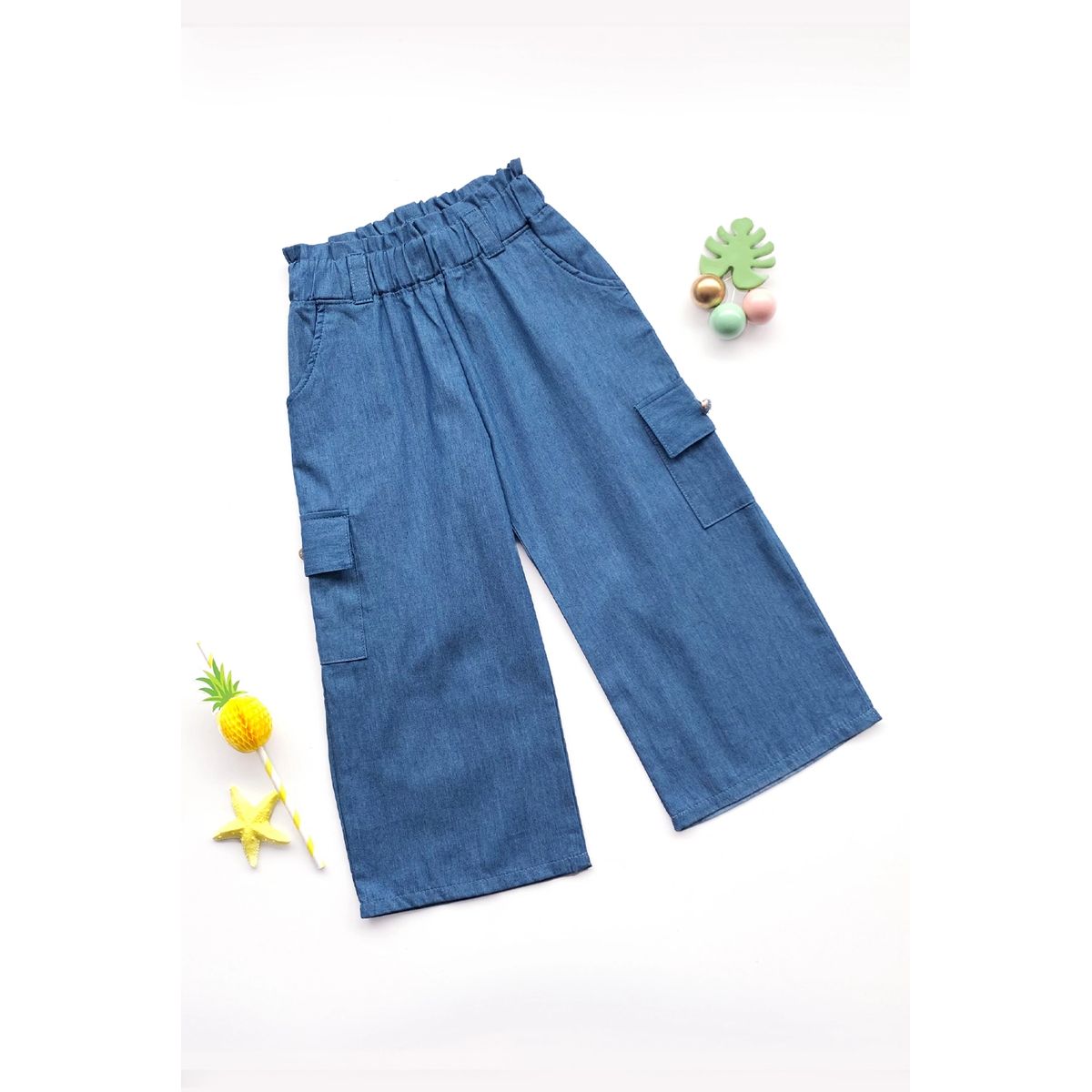 KIDS MASHMELO - Pantalon Chambray Cargo para Niña - Kids Mahmelo