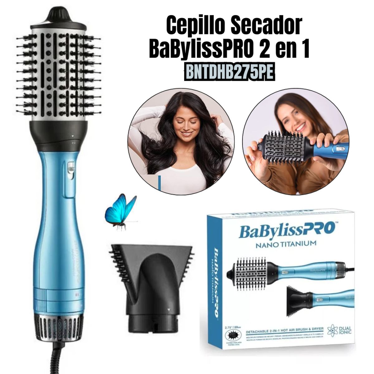 BABYLISS PRO - Cepillo Secador de Aire Caliente BaBylissPRO 2 en 1 – BNTDHB275PE