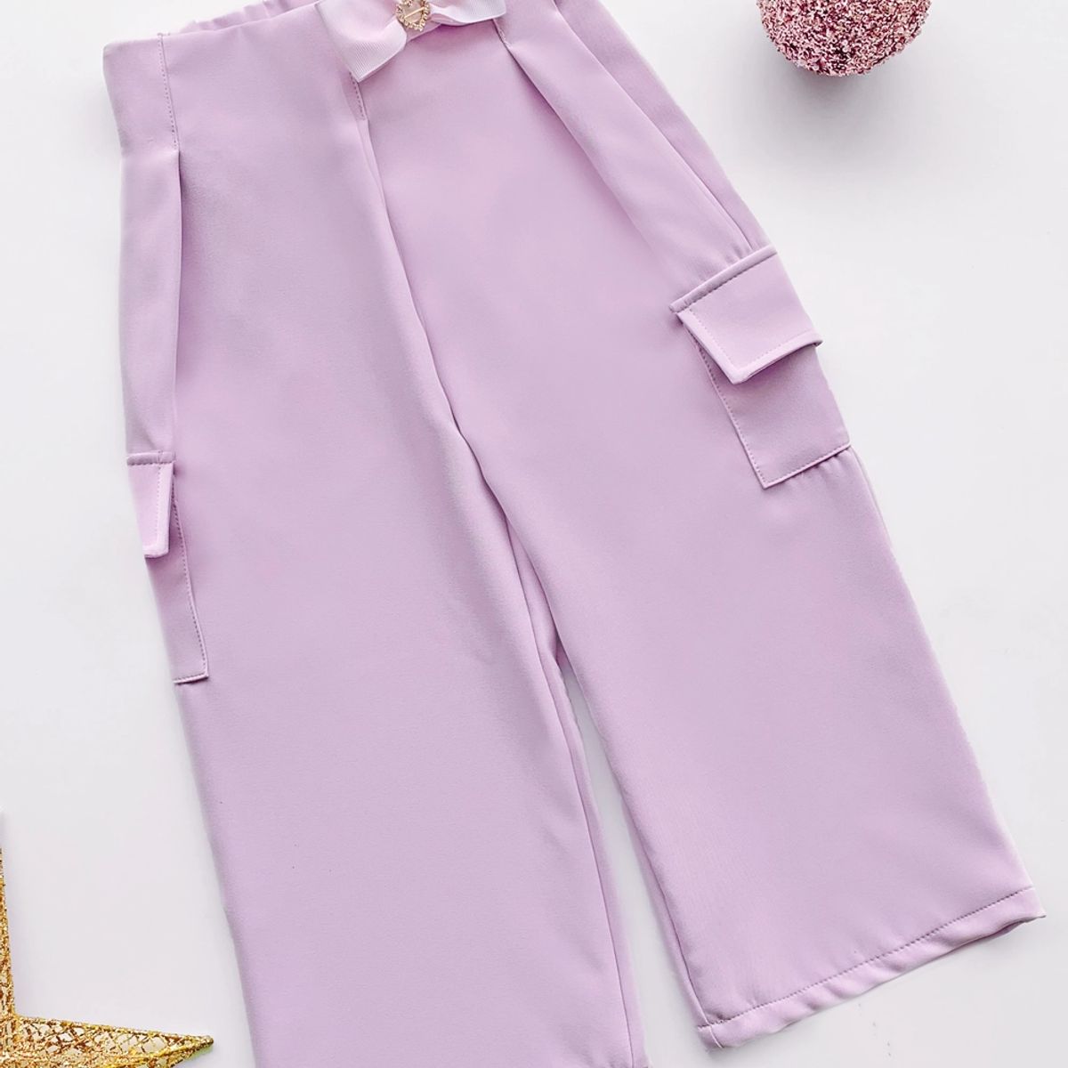 KIDS MASHMELO - Pantalon de Catania con Pinzas Asimetricas para Niña - Kids Mashmelo