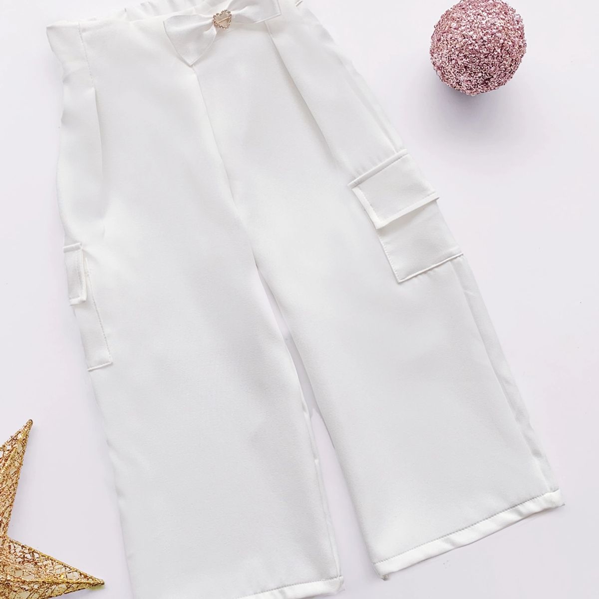 KIDS MASHMELO - Pantalon de Catania con Pinzas Asimetricas para Niña - Kids Mashmelo