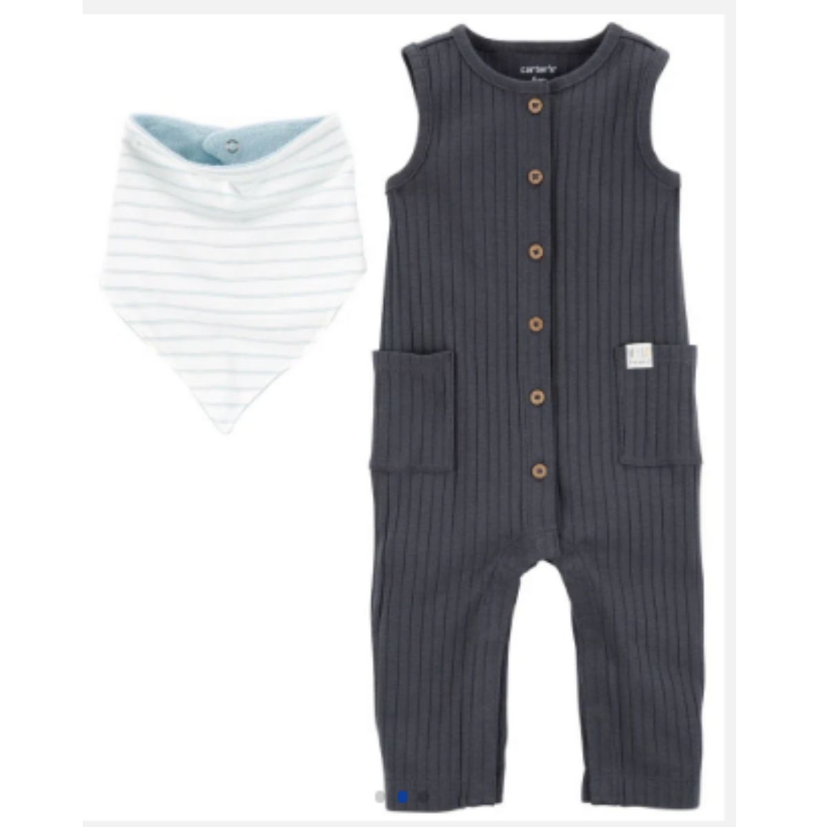 GENERICO - Bodysuit o Bebecrece Carter's con babero para Niño - Plomo - Gris