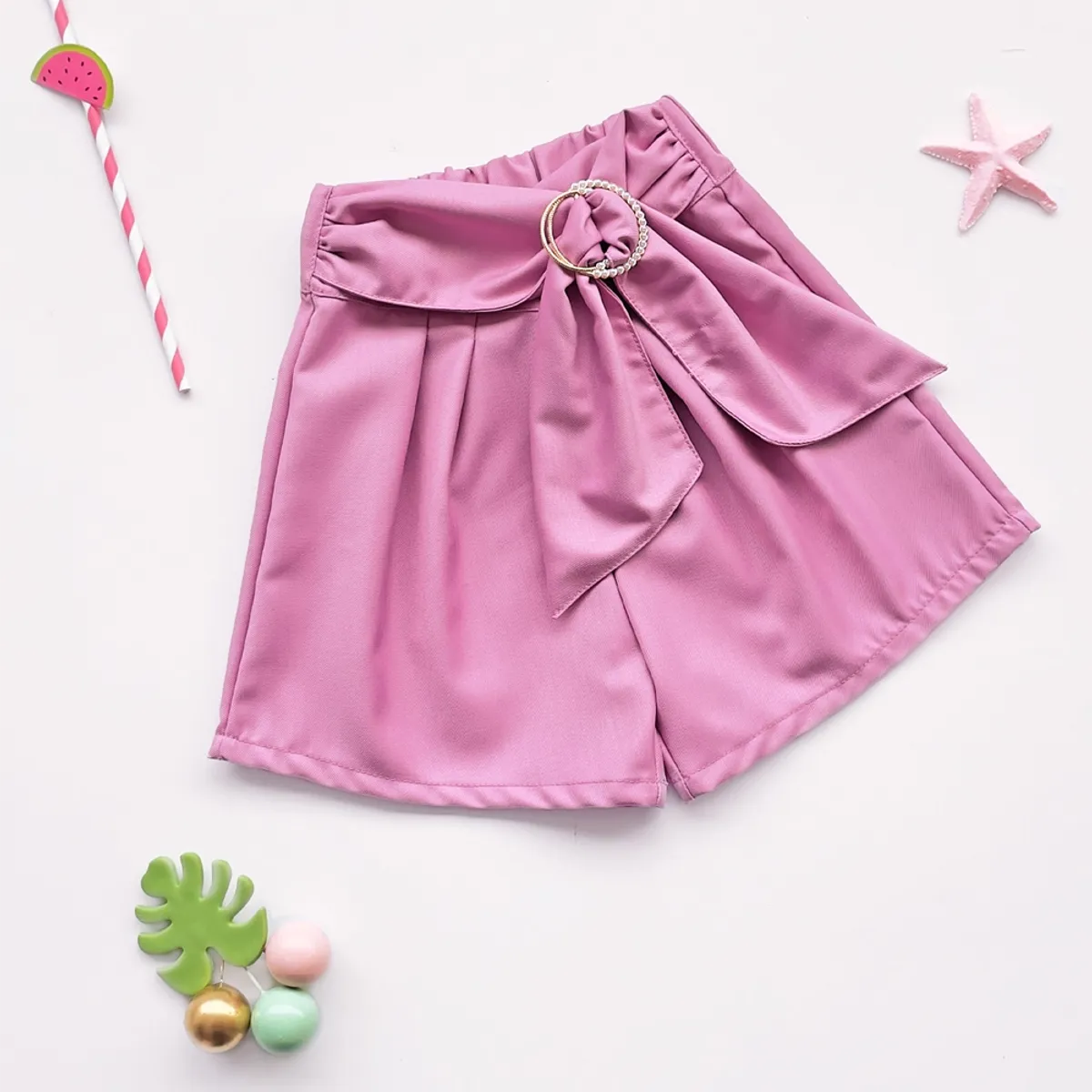 KIDS MASHMELO - Short con Pinzas y Lazo para Niña - Kids Mahmelo
