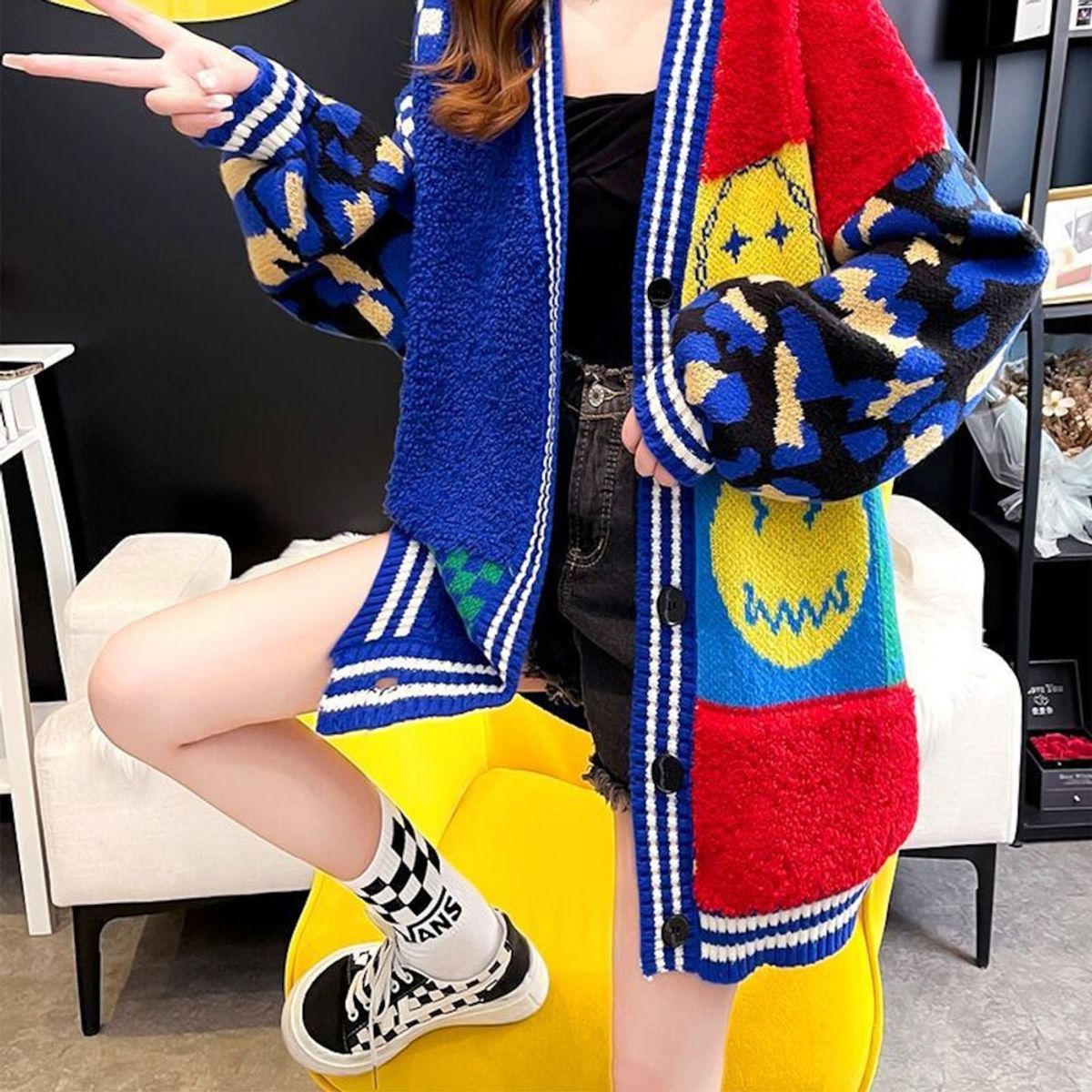 GENERICO - Chompa Mujer Gruesa Importada Botones Ev-85 Color Azul