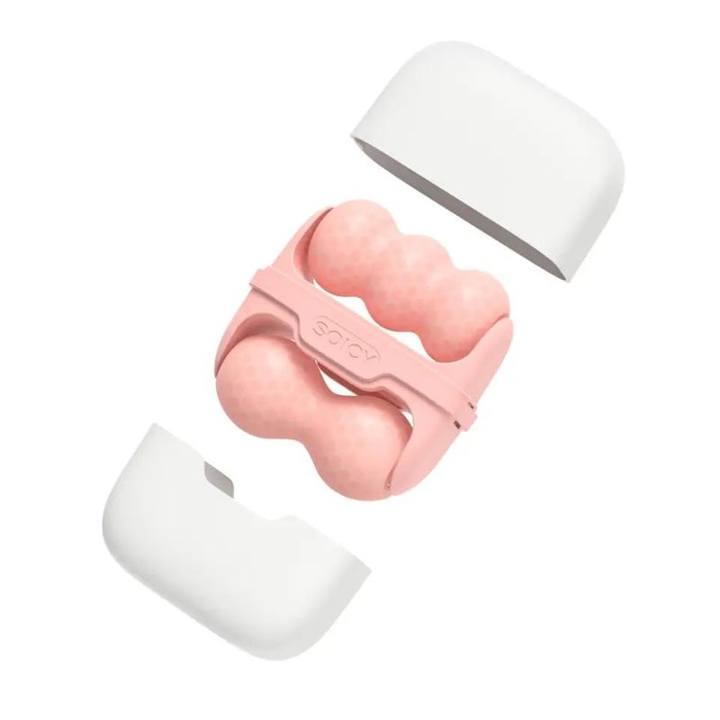 GENERICO - RODILLO DE HIELO FACIAL MASAJEADOR ONDULADO ROSADO