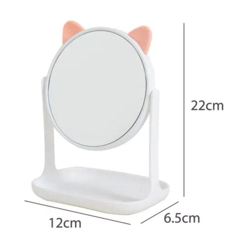 GENERICO - Espejo Joyero de Tocador en Forma de Gatito Rosado Blanco Mini