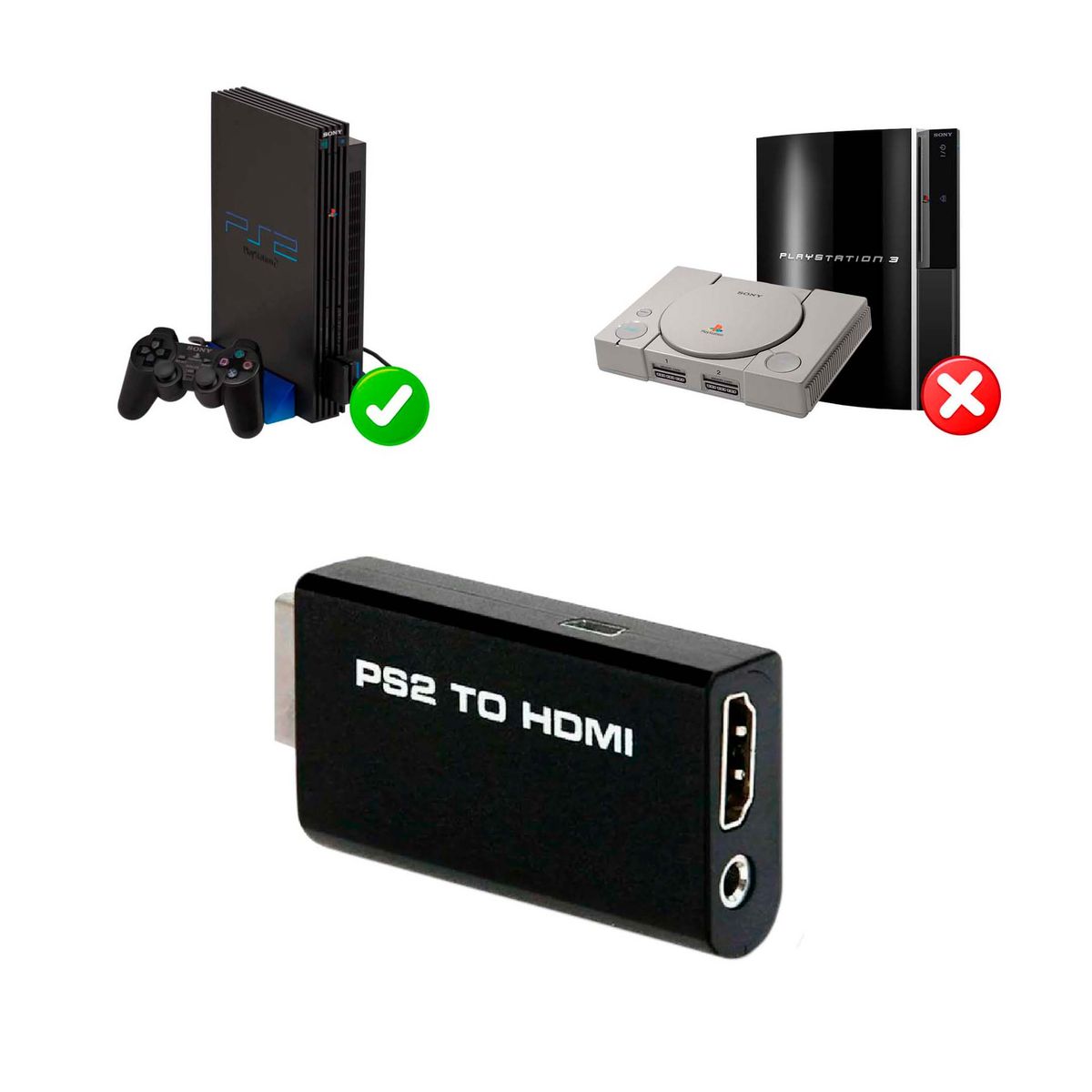 GENERICO - Adaptador Hdmi Compatible con Ps2 Convertidor Hdmi