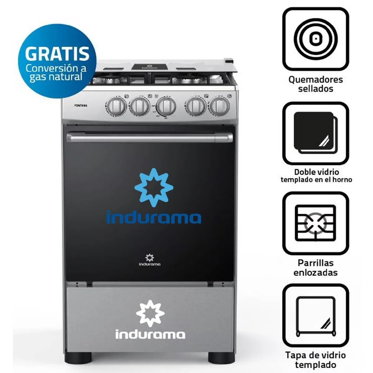 INDURAMA - COCINA INDURAMA FONTANA 4 HORNILLAS GRIS