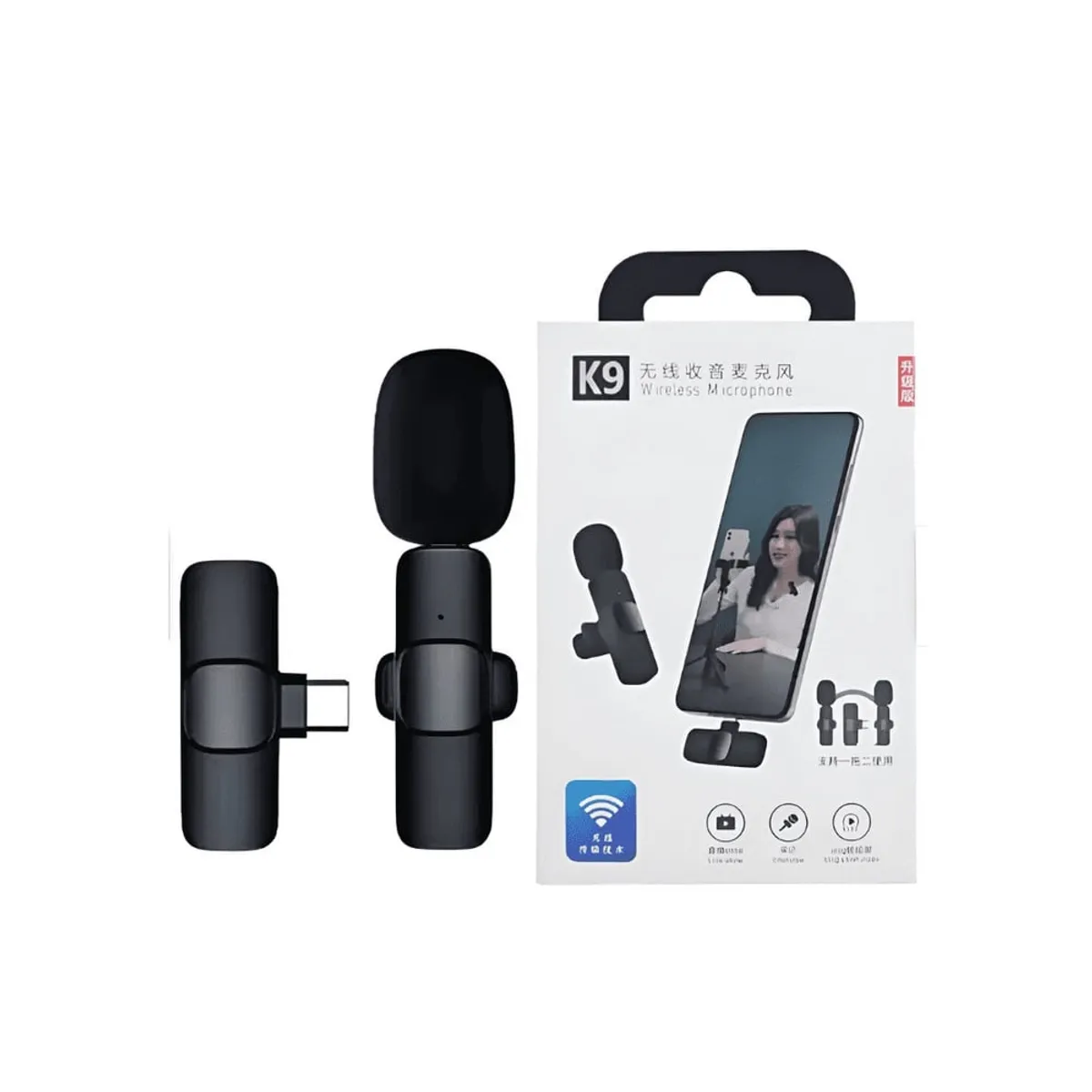 GENERICO - Micrófono Solapero Inalámbrico K9 Compatible  Android 2 MIC