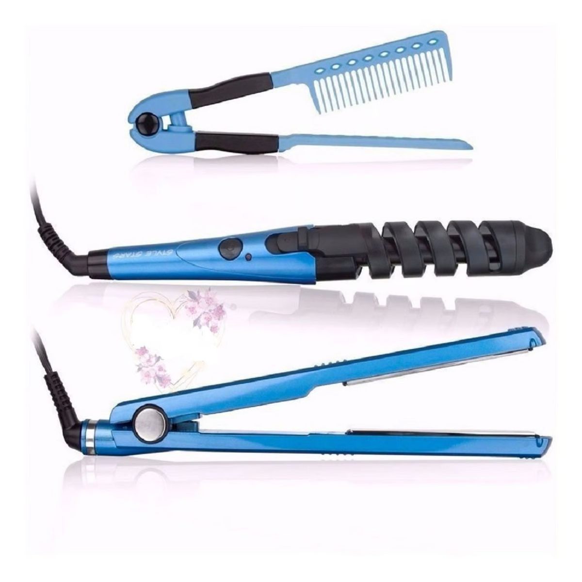 GENERICO - Kit Combo Plancha Rizador Peine Para El Cabello