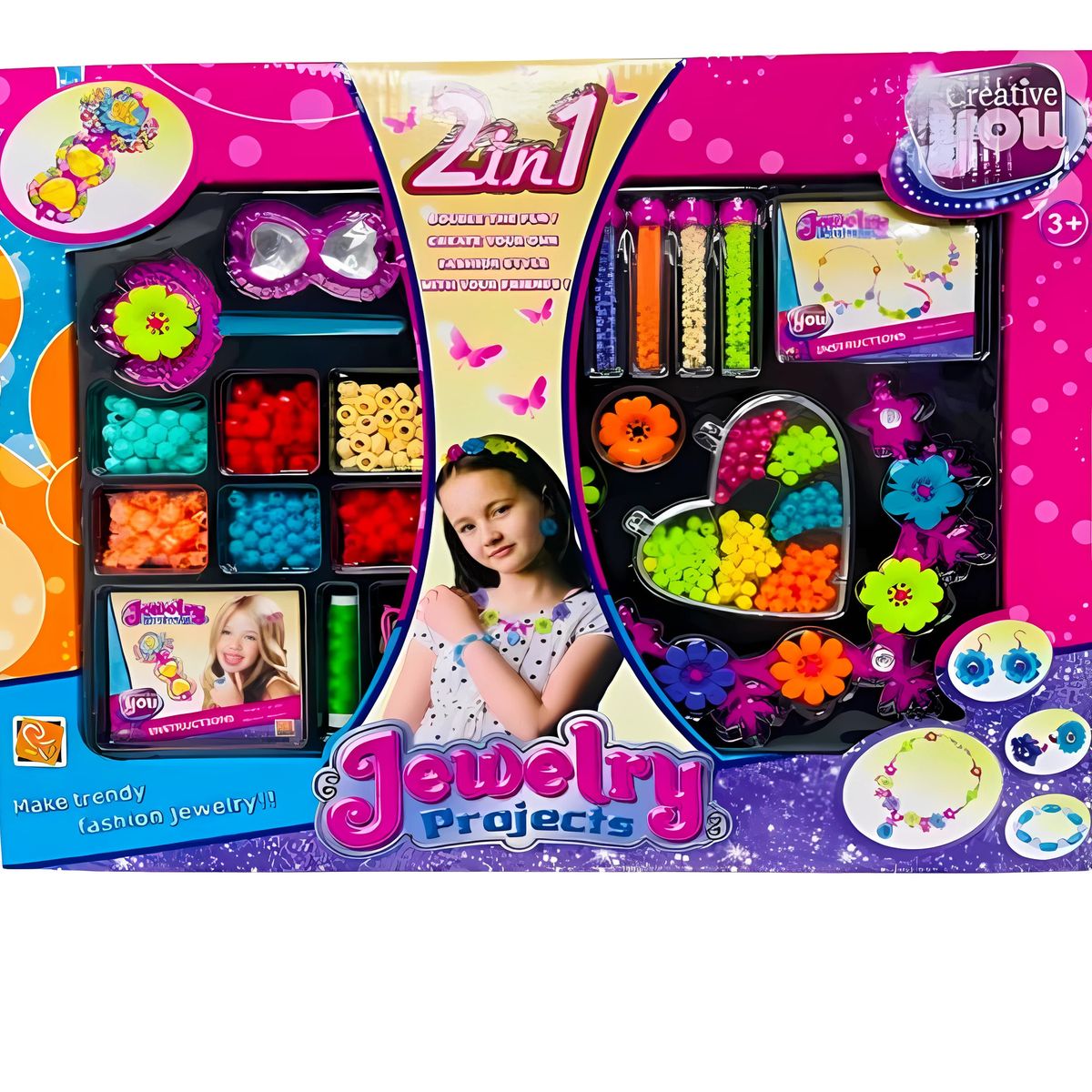 GENERICO - Set para Hacer Pulseras para niñas + Corona 2 en 1