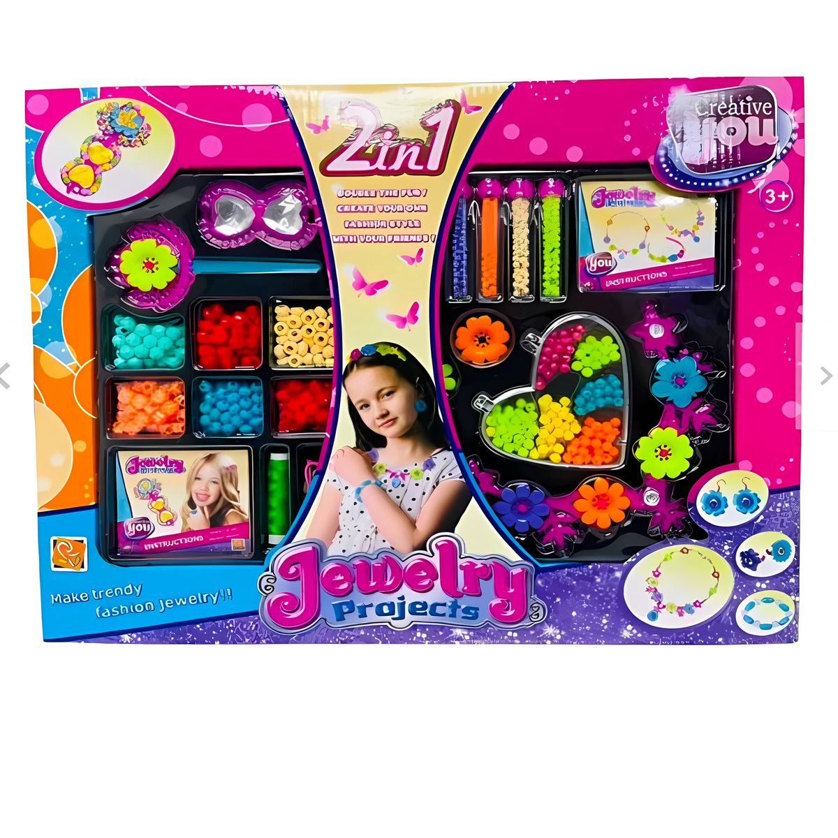 GENERICO - Set para Hacer Pulseras para niñas + Corona 2 en 1