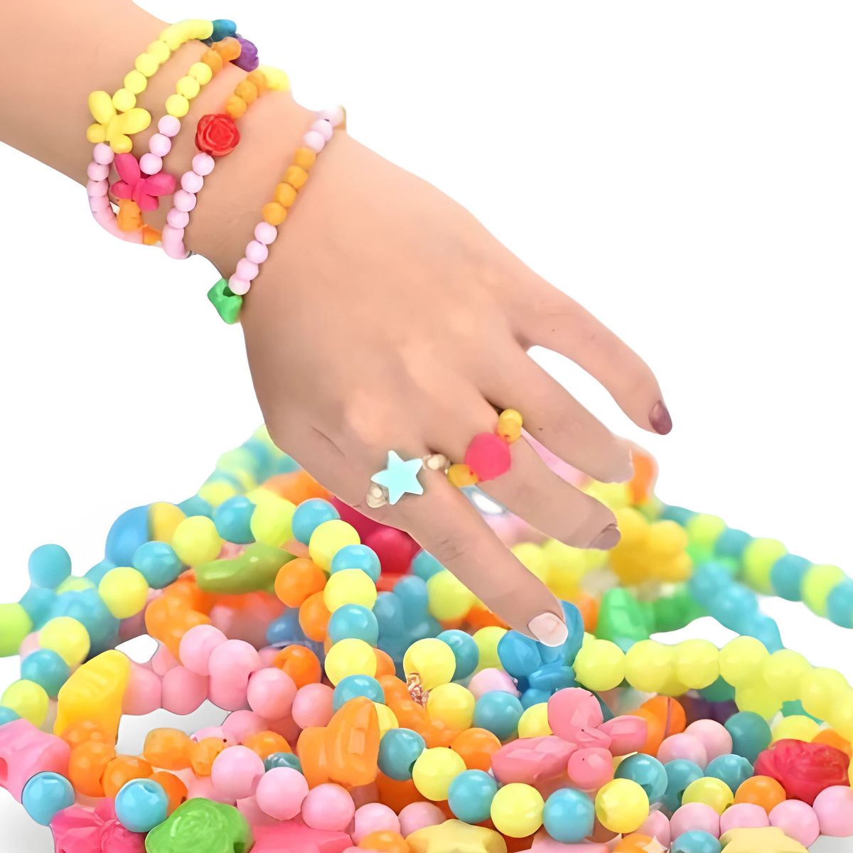 GENERICO - Set para Hacer Pulseras para niñas + Corona 2 en 1