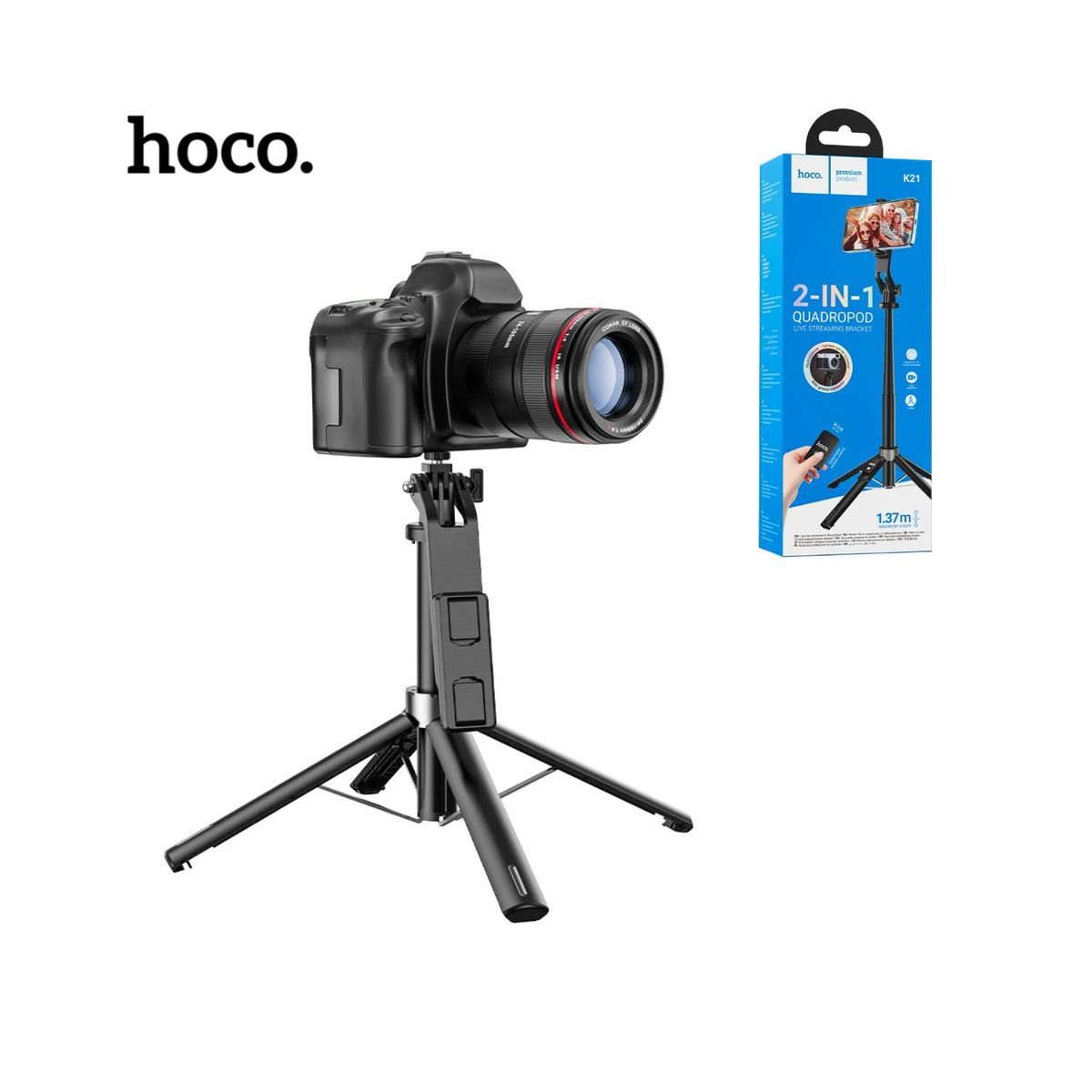 HOCO - Trípode Soporte 2en1 para Selfie con Bluetooth Hoco - K21