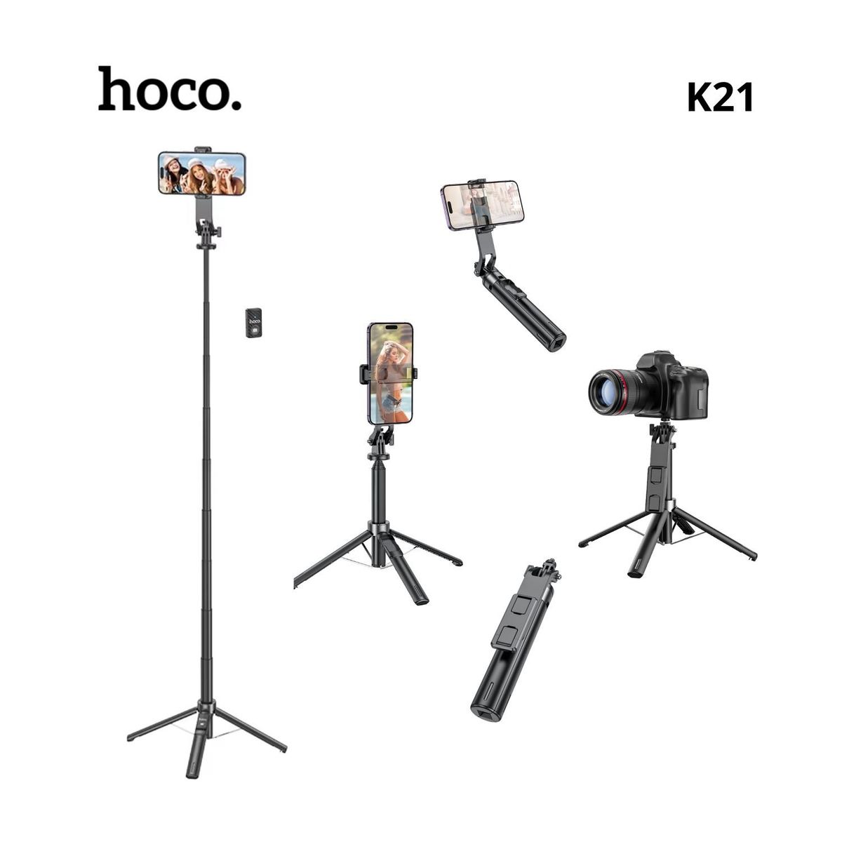 HOCO - Soporte Trípode 2en1 para Selfie con Bluetooth Hoco - K21