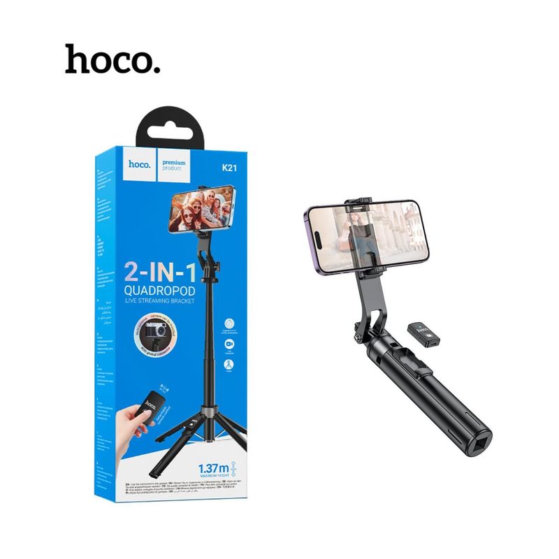 HOCO - Soporte Trípode 2en1 para Selfie con Bluetooth Hoco - K21