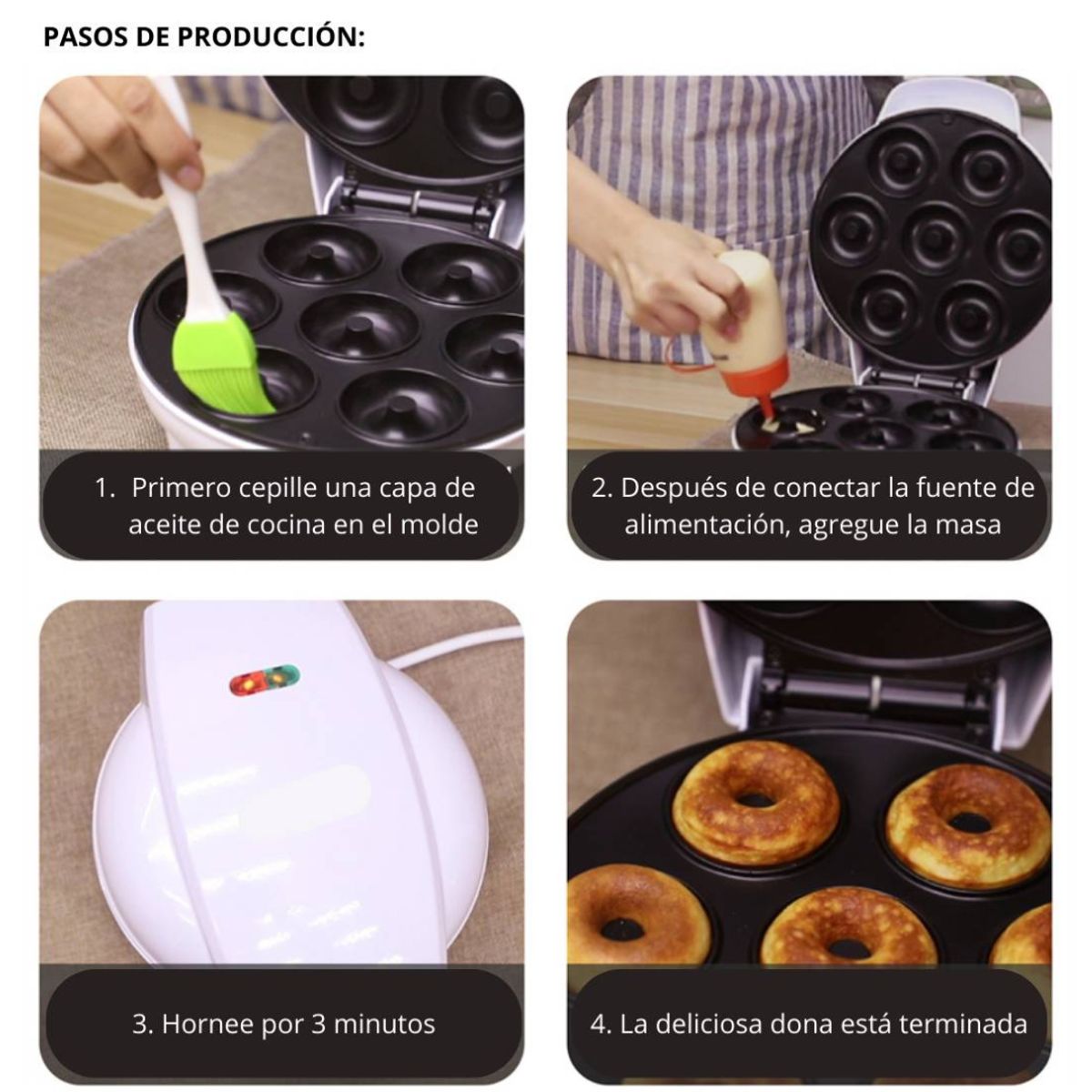OEM - Máquina para Hacer Mini Donas Donuts Maker 7 Donas