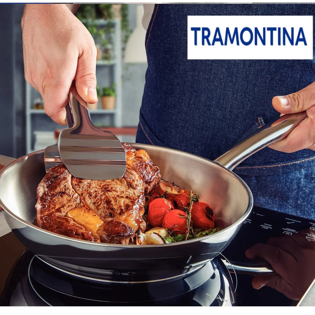 TRAMONTINA - Sartén Acero Inoxidable con fondo triple 24 cm Tramontina