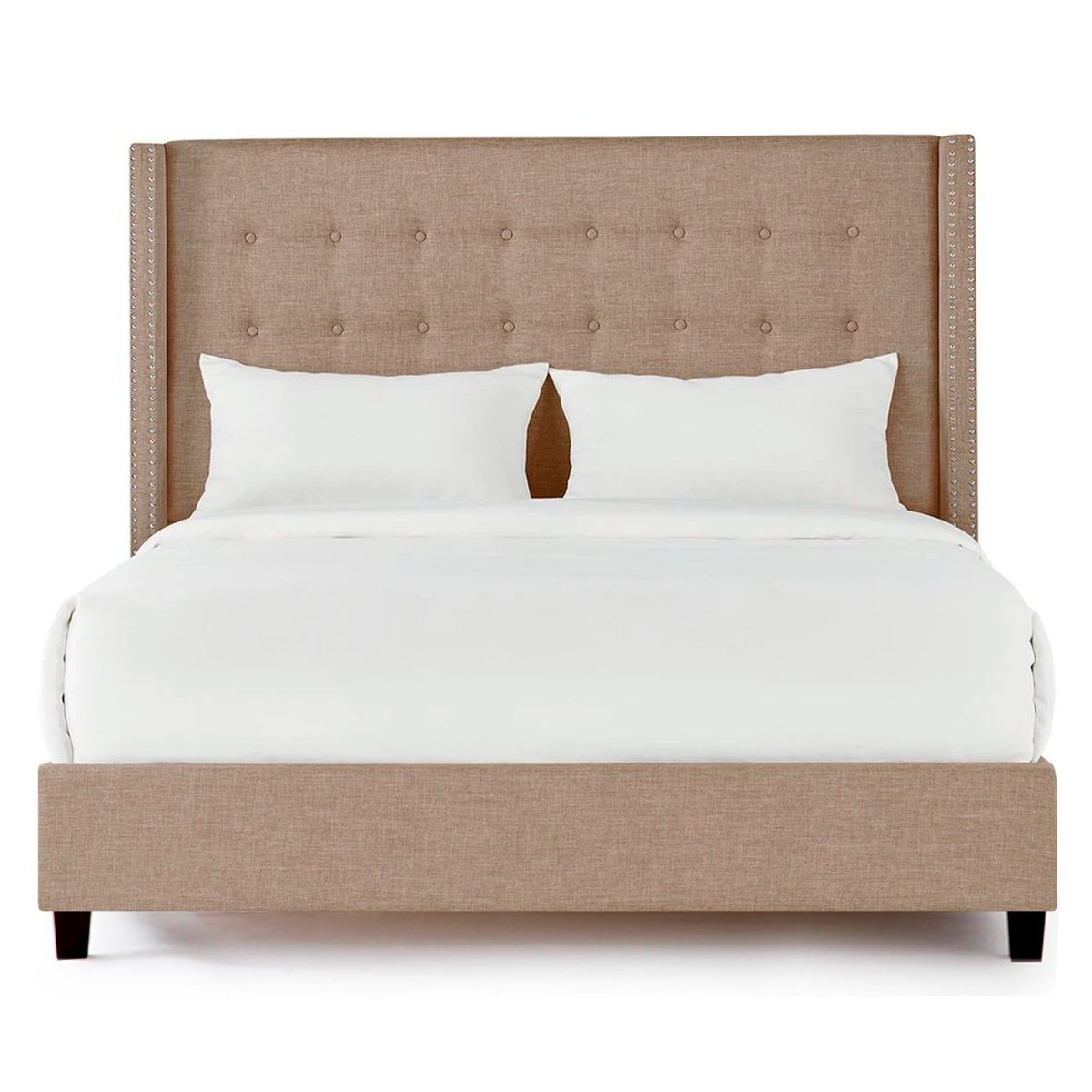 GENERICO - Cama Tapizada Cubo Canela Queen