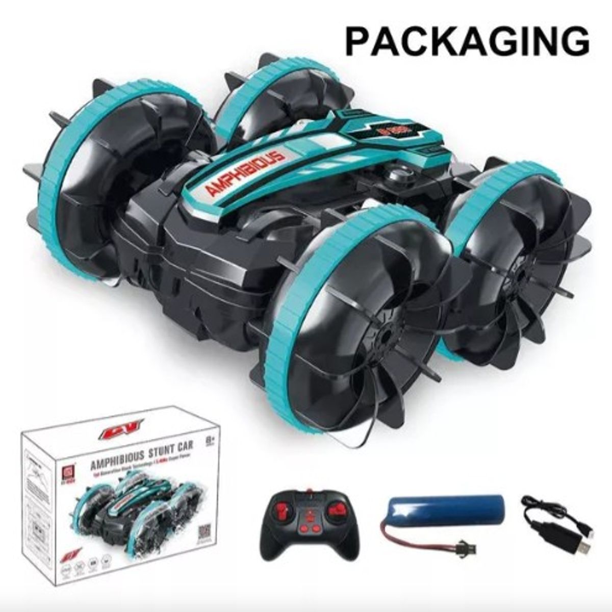 GENERICO - CARRO ANFIBIO A CONTROL REMOTO TODO TERRENO COLOR VERDE