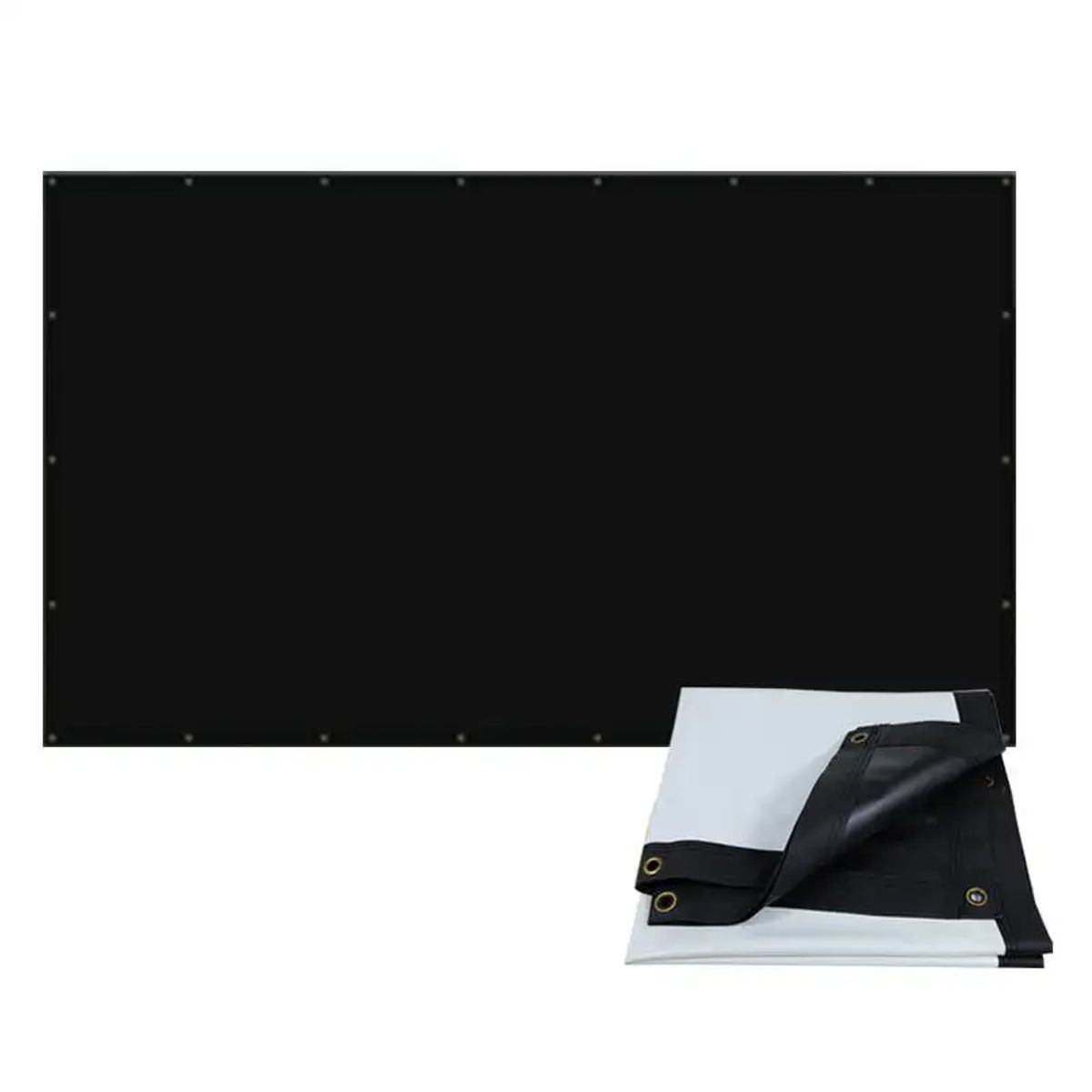 JPSYSTEMS - Ecran Pantalla Proyección 120 Pulgadas 16:9 Blanco Negro Pvc flexible