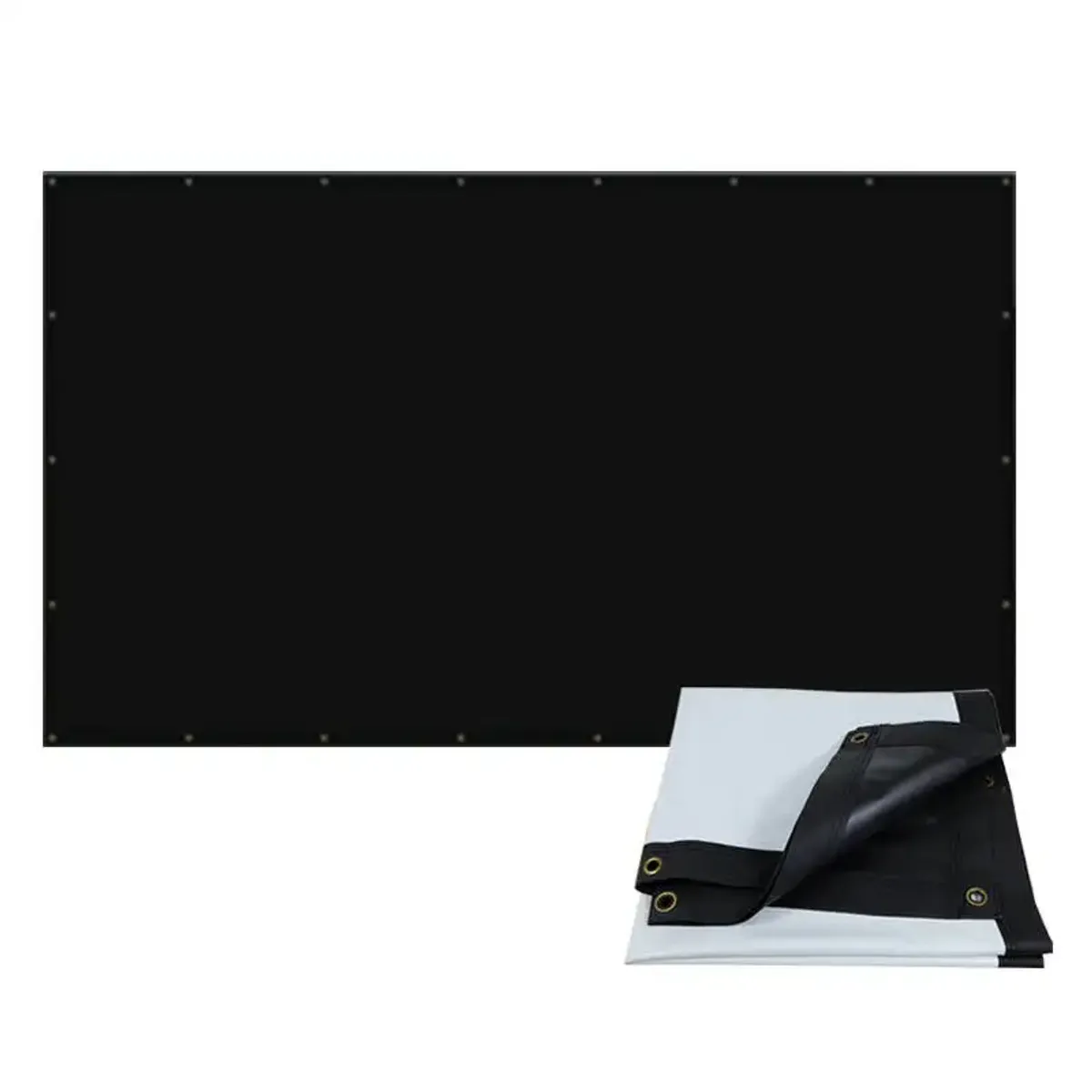 JPSYSTEMS - Ecran Pantalla Proyección 120 Pulgadas 16:9 Blanco Negro Pvc flexible