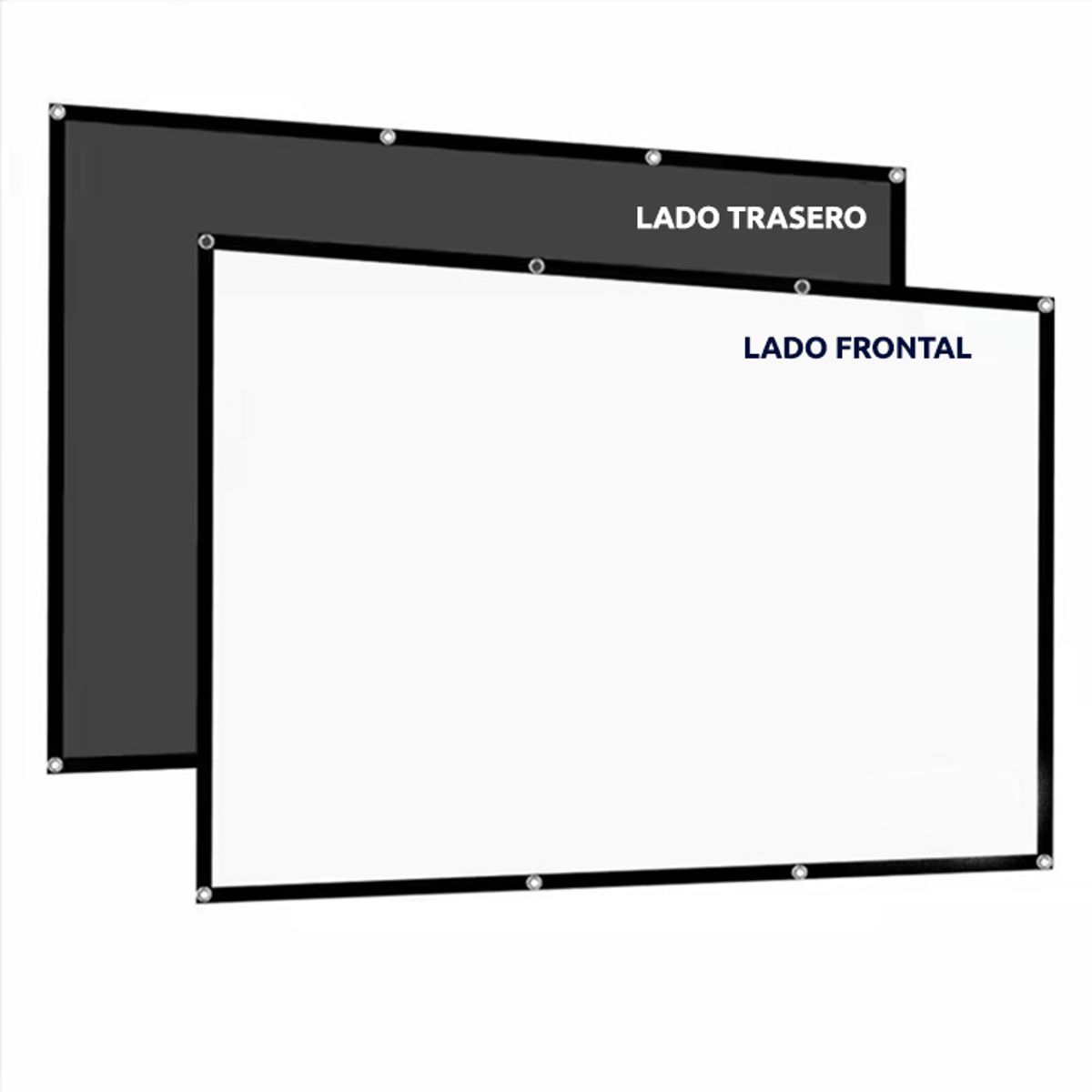 JPSYSTEMS - Ecran Pantalla Proyección 120 Pulgadas 16:9 Blanco Negro Pvc flexible