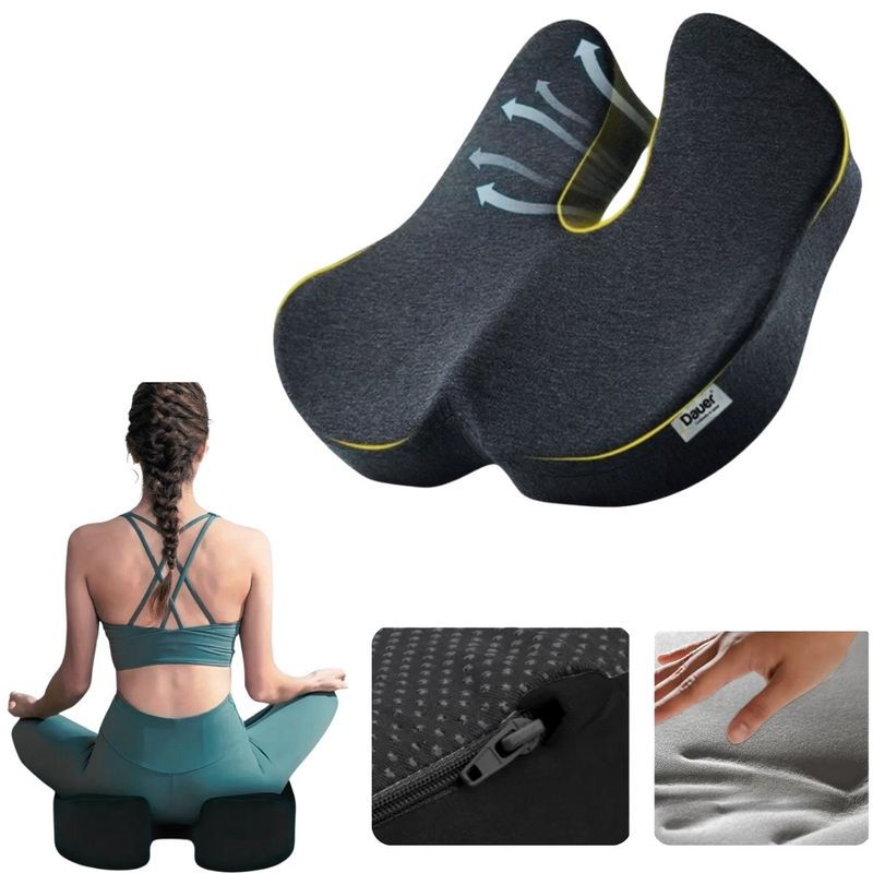 DAUER - Asiento Cojín Negro 3D Espacial Anatómico Curva Envolvente