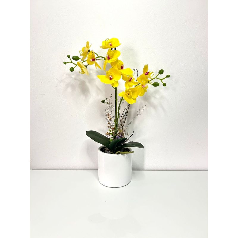 GENERICO - ORQUIDEA AMARILLA 47 X 12 BASE BLANCO