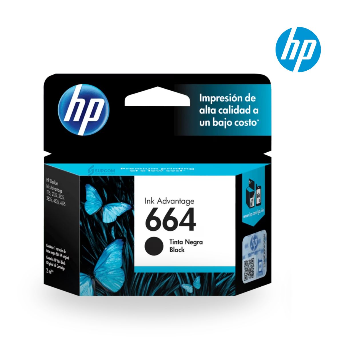 HP - Cartucho de Tinta HP 664 Negro F6V29AL Original