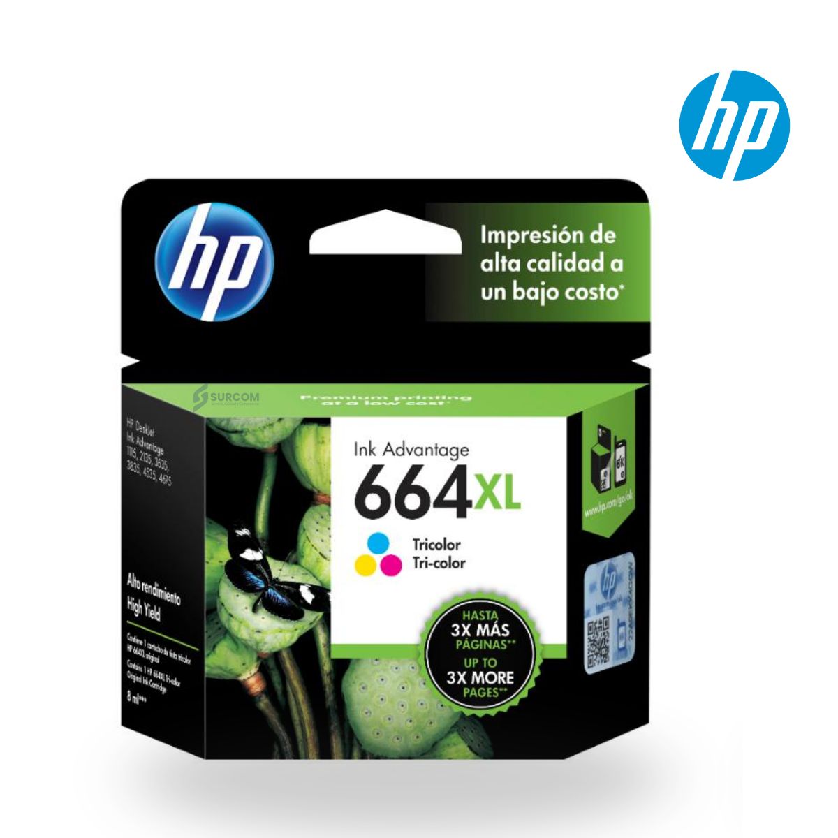 HP - Cartucho HP 664XL Tricolor F6V30AL original