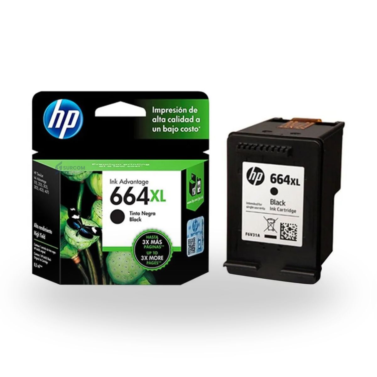 HP - Cartucho de Tinta HP 664XL Negro F6V31AL Original