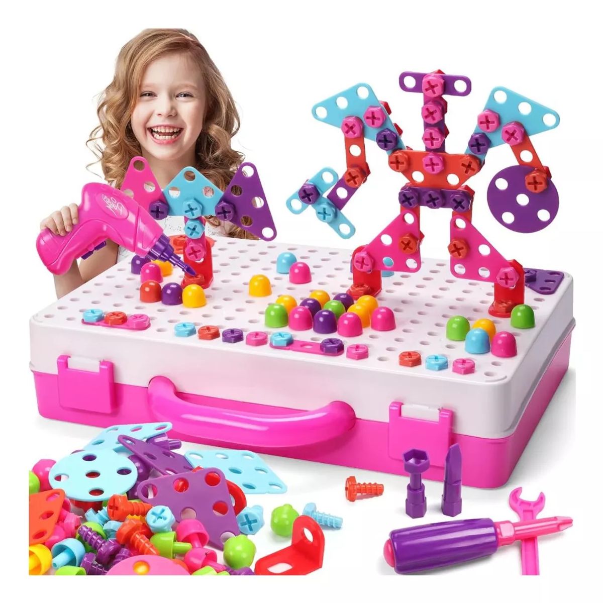 GENERICO - Juguete creativo Puzzle con taladro 249 pcs - Rosa