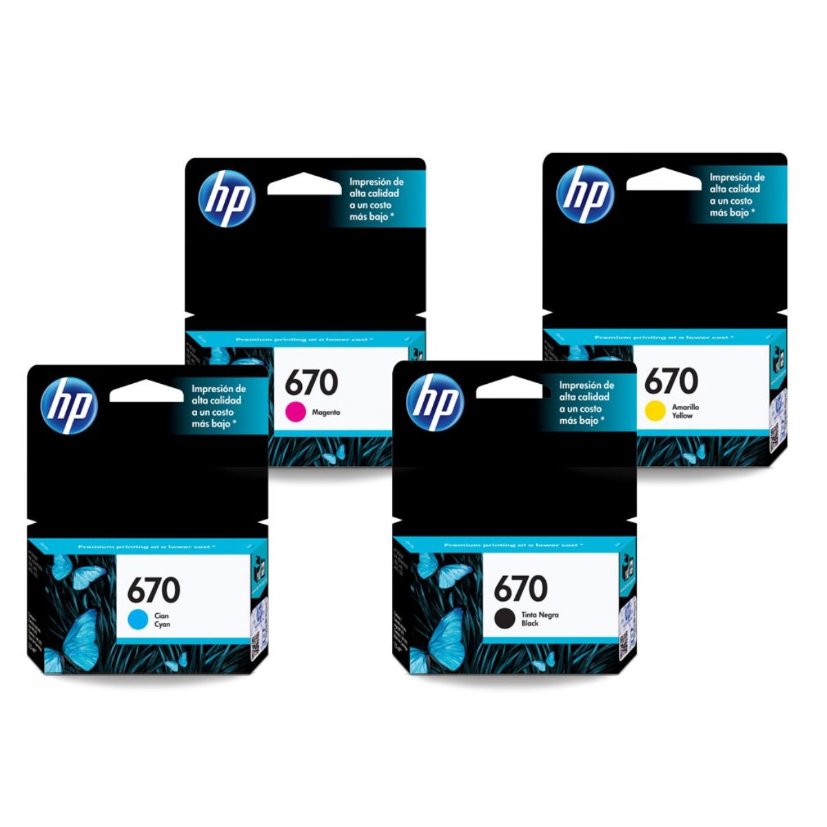 HP - Kit Tinta HP 670 Cyan, Magenta, Amarillo, Negro