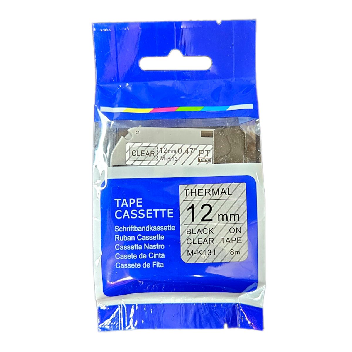 BROTHER - CINTA BROTHER COMPATIBLE M-K131 NEGRO SOBRE TRANSPARENTE