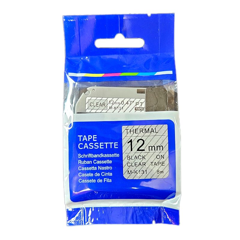 BROTHER - CINTA BROTHER COMPATIBLE M-K131 NEGRO SOBRE TRANSPARENTE