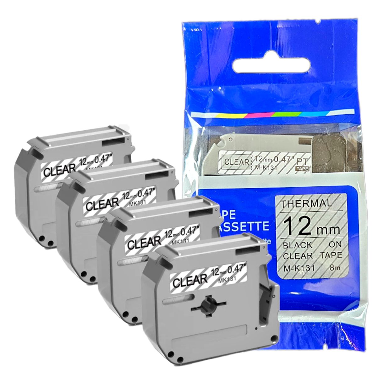 BROTHER - CINTA BROTHER COMPATIBLE M-K131 NEGRO SOBRE TRANSPARENTE