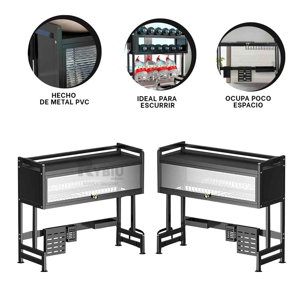 RYBIU IMPORT - Escurridero de Cocina en Negro Y+Regalo Ligas para Peinar