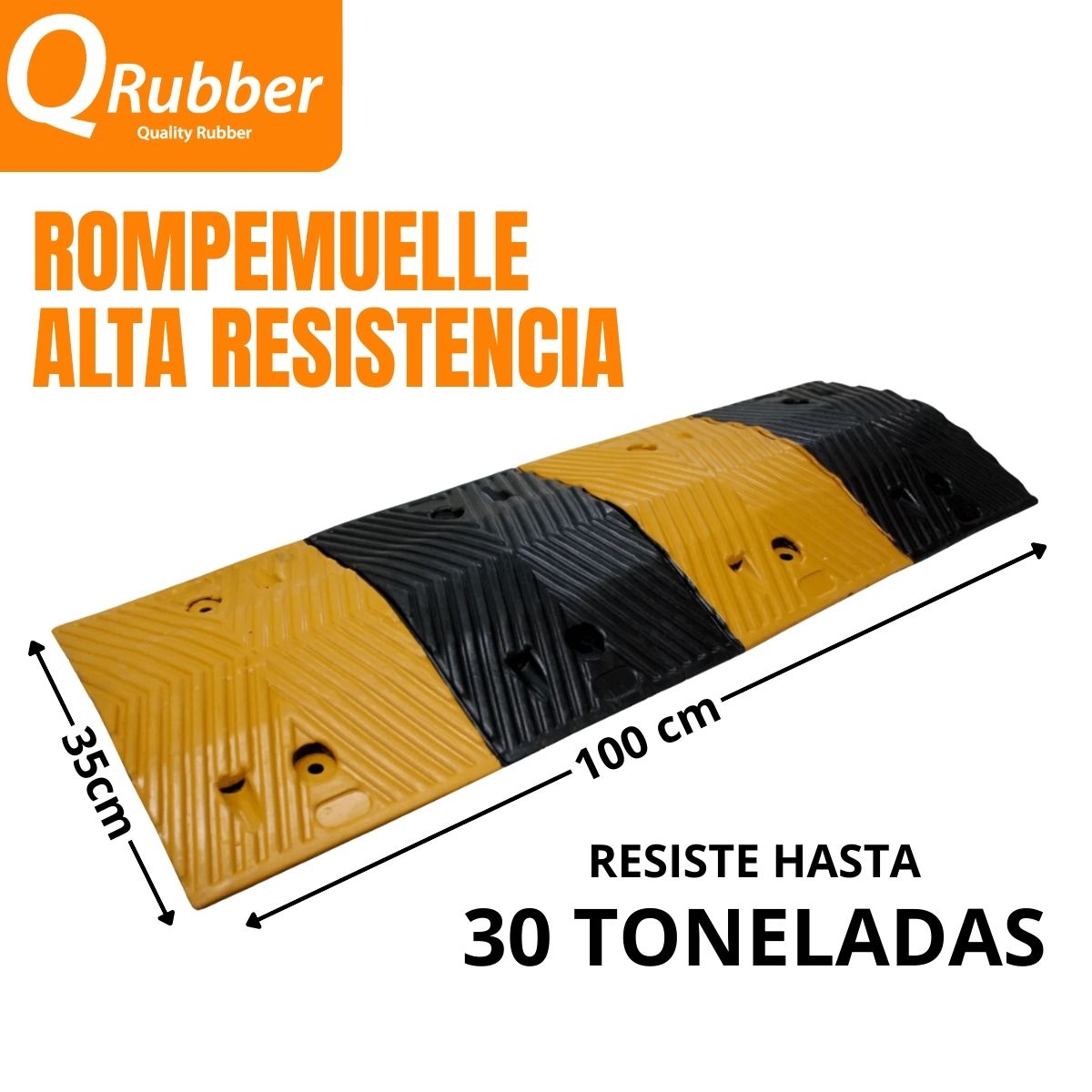 QRUBBER - Rompemuelle Negro Amarillo 100cm x 30cm x 5cm QRubber