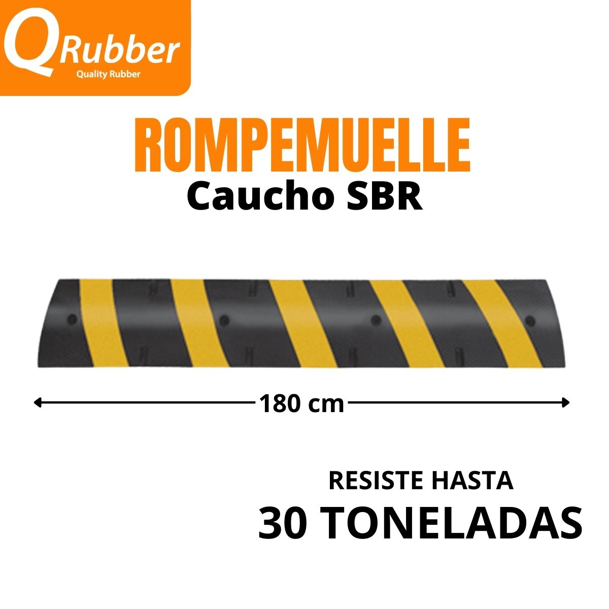 QRUBBER - Rompemuelle Negro  Amarillo 180cm x 30cm x 5cm QRubber